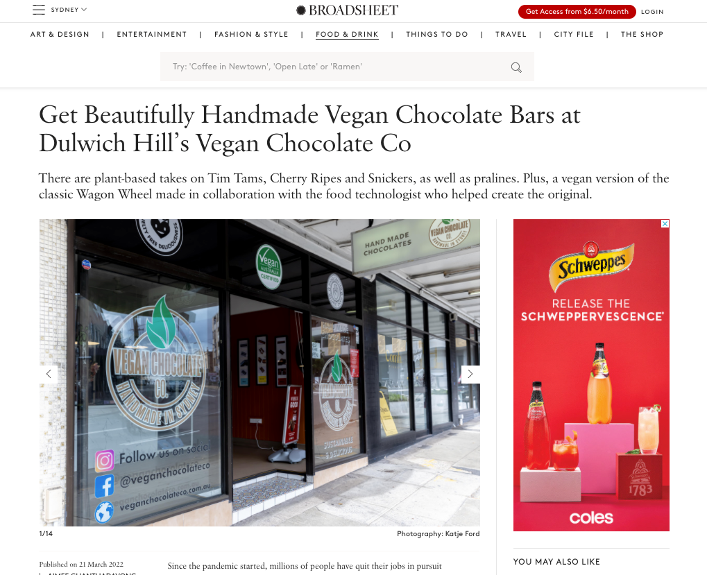 Get Beautifully Handmade Vegan Chocolate Bars at Dulwich Hill’s Vegan Chocolate Co
