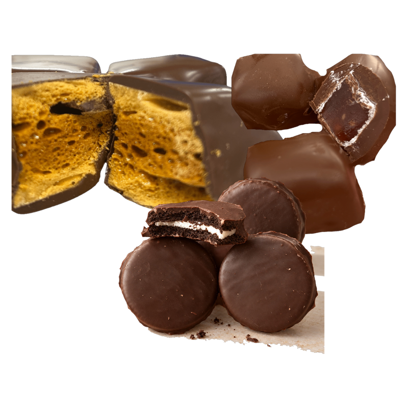 Honeycomb, Turkish delight and Oreos coated in chocolate