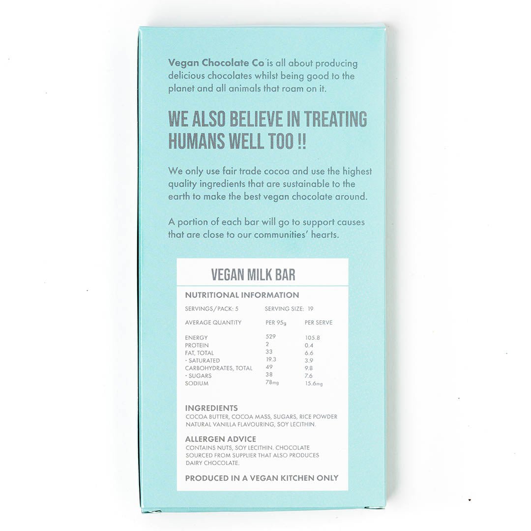 Vegan Milk Bar (100g) - Gluten Free - VeganChocolateCompany